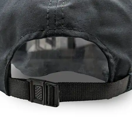 Photo of a black nylon strap with a plastic 1-touch buckle